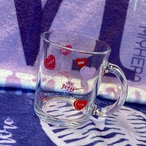Betsey Johnson Clear Glass Sweetheart Mug NWOT